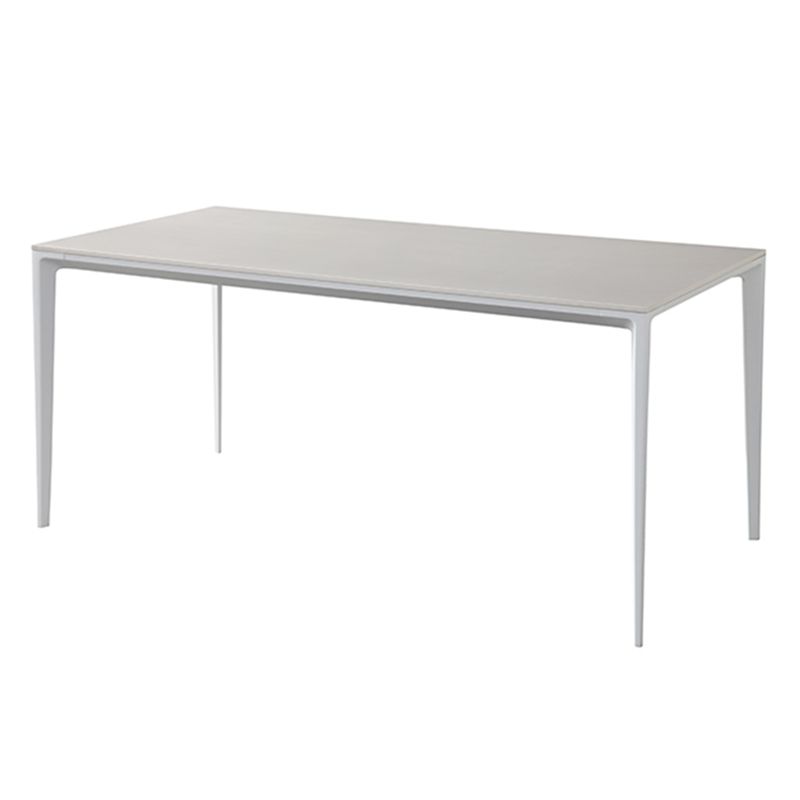 Contemporary Sintered Stone Top White Dining Table Rectangle Shape Dining Table with 4 Legs Base