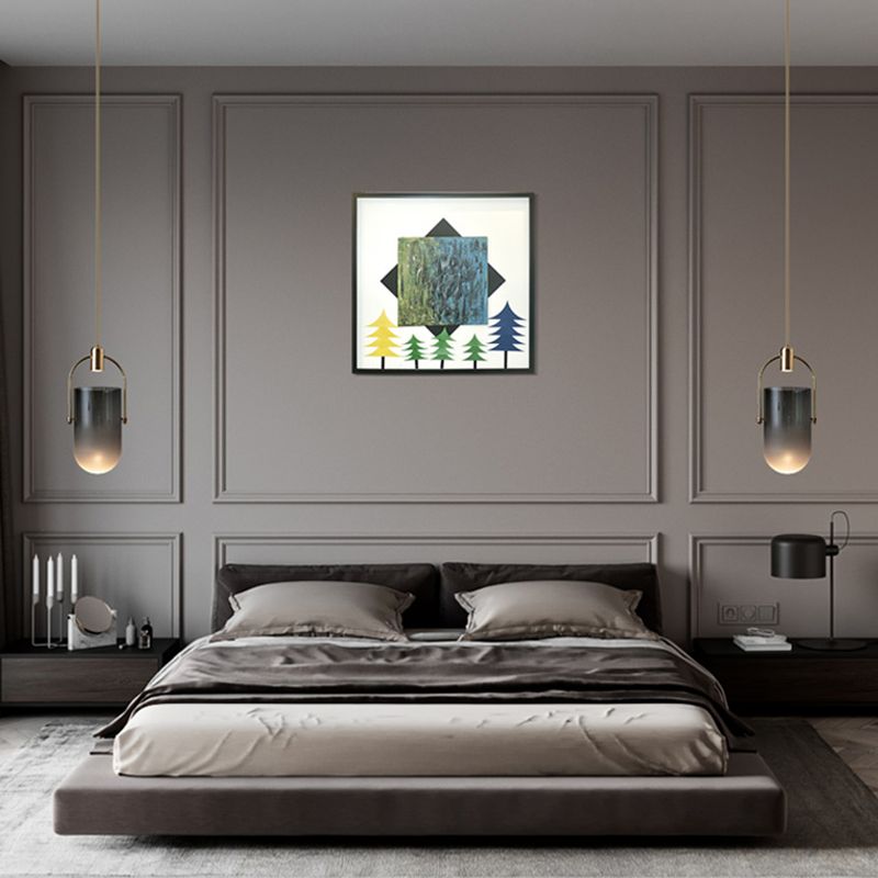 Multi Light Barrel Hanging Pendant Modern Style Glass Hanging Lighting for Living Room