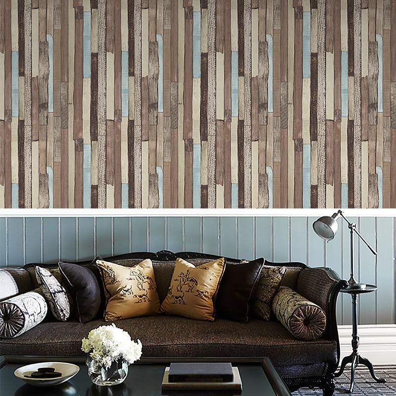 Country Shiplap Wallpaper Non-Woven Fabric Waterproof Dark Color Wall Art for Living Room