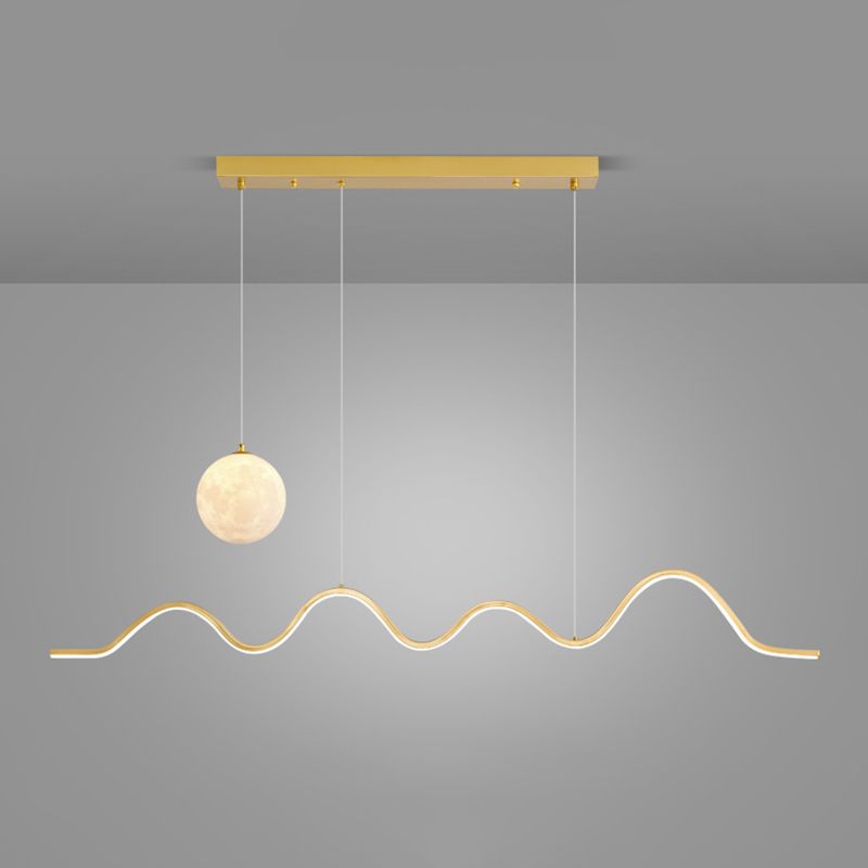 2-Light White/Black/Golden Modernism Kitchen Island Lighting Unique LED Ceiling Light