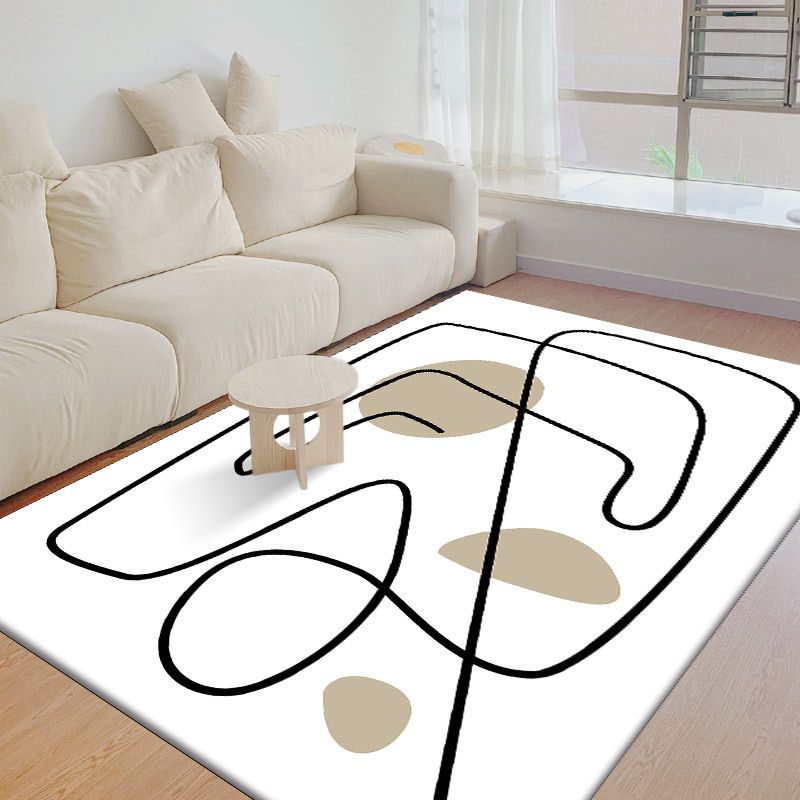 White Line Carpet Polyester Nordic Carpet Stain Resistant Carpet for Home Decor
