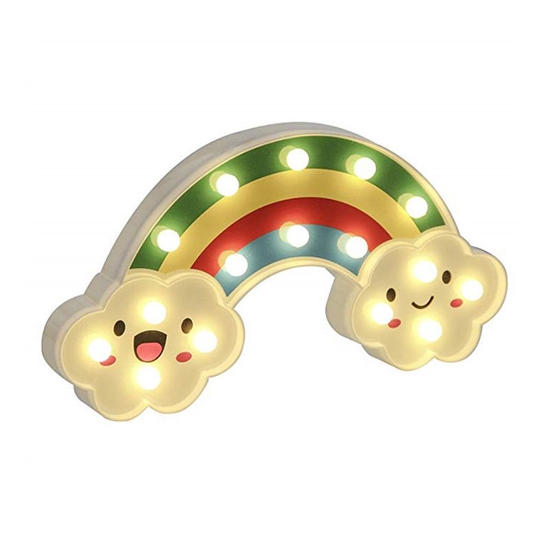 Girls Bedroom LED Wall Lighting Simple White Nightstand Light with Rainbow Plastic Shade