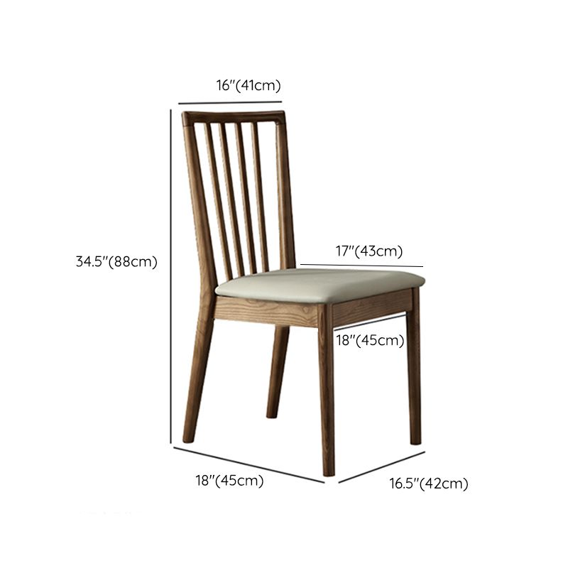 Contemporary Solid Wood Side Chair Kitchen Slat Back Armless Chair
