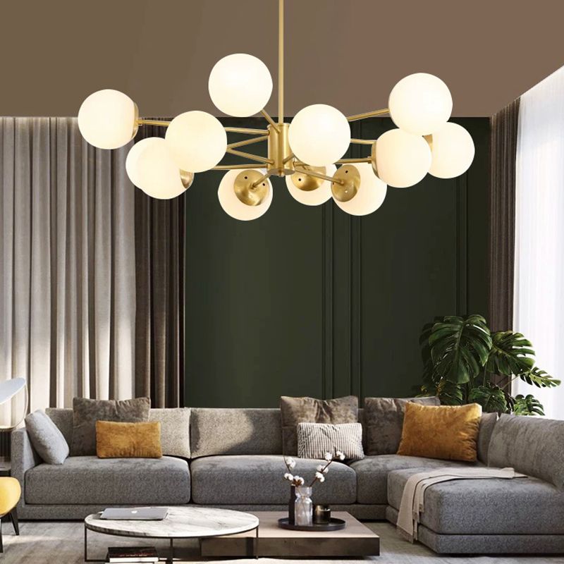 Lampada lampadina a forma molecolare dorata Ombrata di vetro bianco sfera moderno Stile semplicità Stile per sala da pranzo