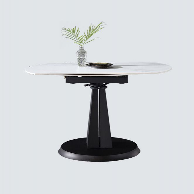 Metal Modern Dining Room Set with Round Table and Pedestal Base Dining Set with Wingback Chairs