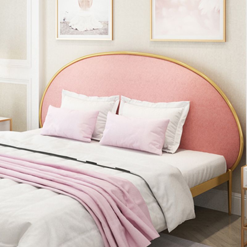 Glam Metal and Upholstered Bed Frame with Arched Upholstered Headboard