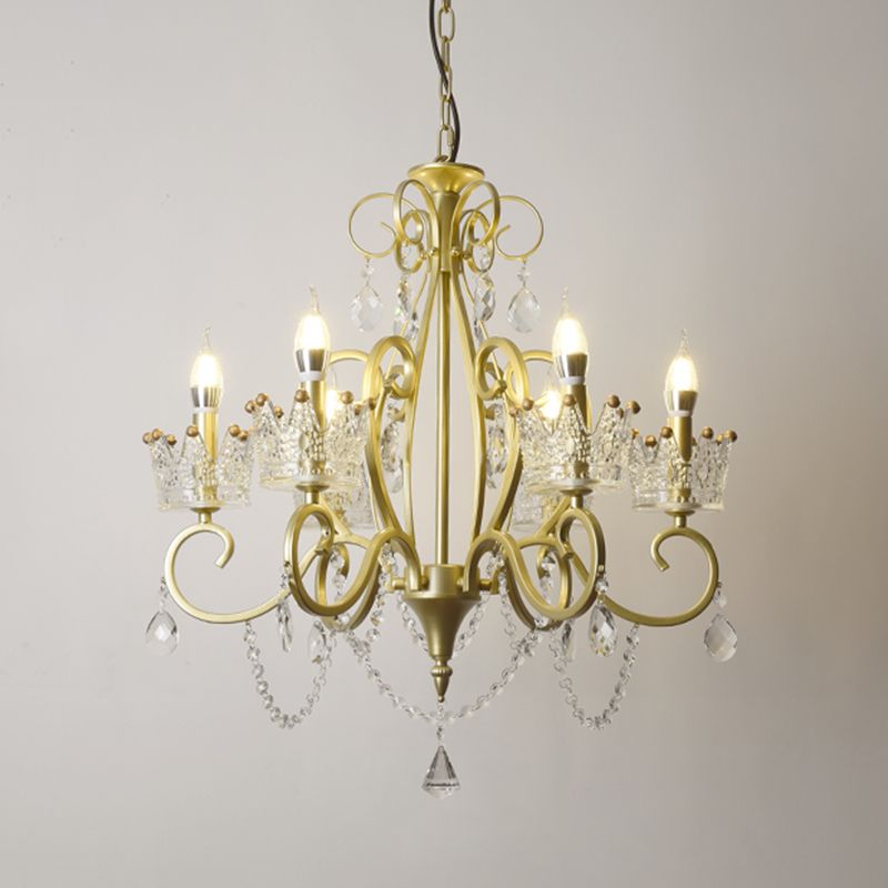 Candelabra Metall Deckenbeleuchtung Vintage Wohnzimmer Kronleuchterleuchte mit Kristallkronendekoration