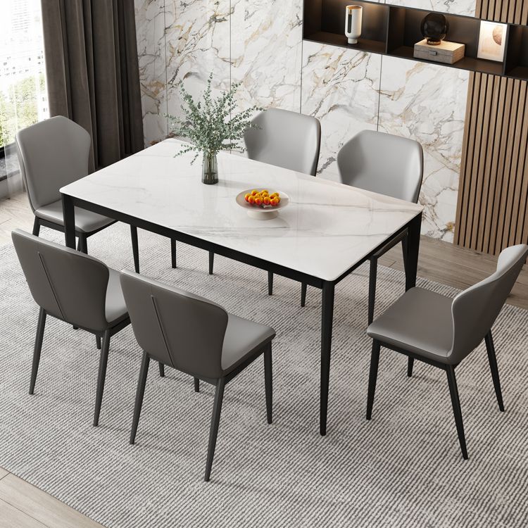 Sintered Stone Top Rectangle Table for Restaurant Modern Dining Table with Metal 4 Legs