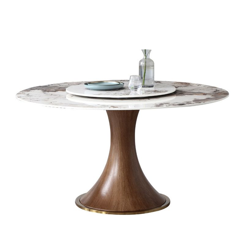 Round Sintered Stone Dining Table Modern Furniture with Pedestal Base for Indoor
