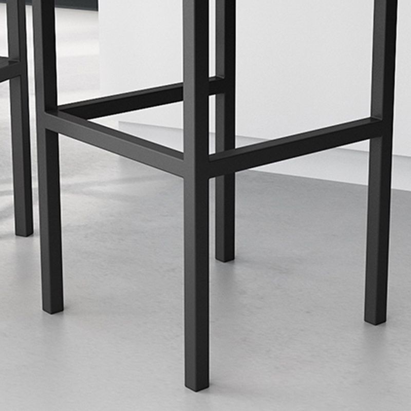 Modern Armless Backrest Counter Stool Iron Dining Room Bar Stool with Velvet Cushion