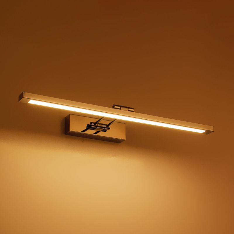 Single Light Linear Wall Sconce Modern Style Metal Mirror Wall Lighting in Silver