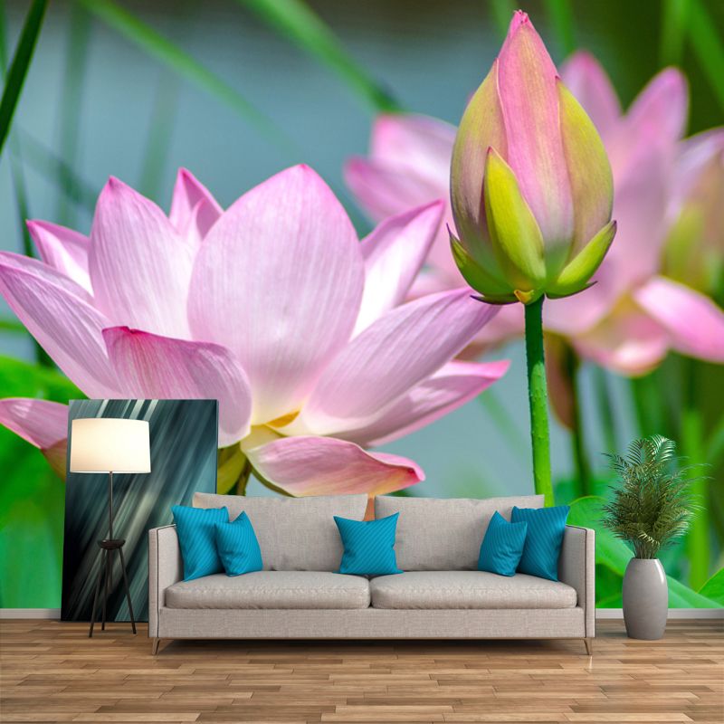 Horizontal Photography Lotus Wall Mural for Living Room Girls Women Bedroom