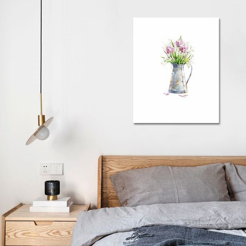 Bonsai Wall Art Print in Green Canvas Made Wall Decor for House Interior, Textured