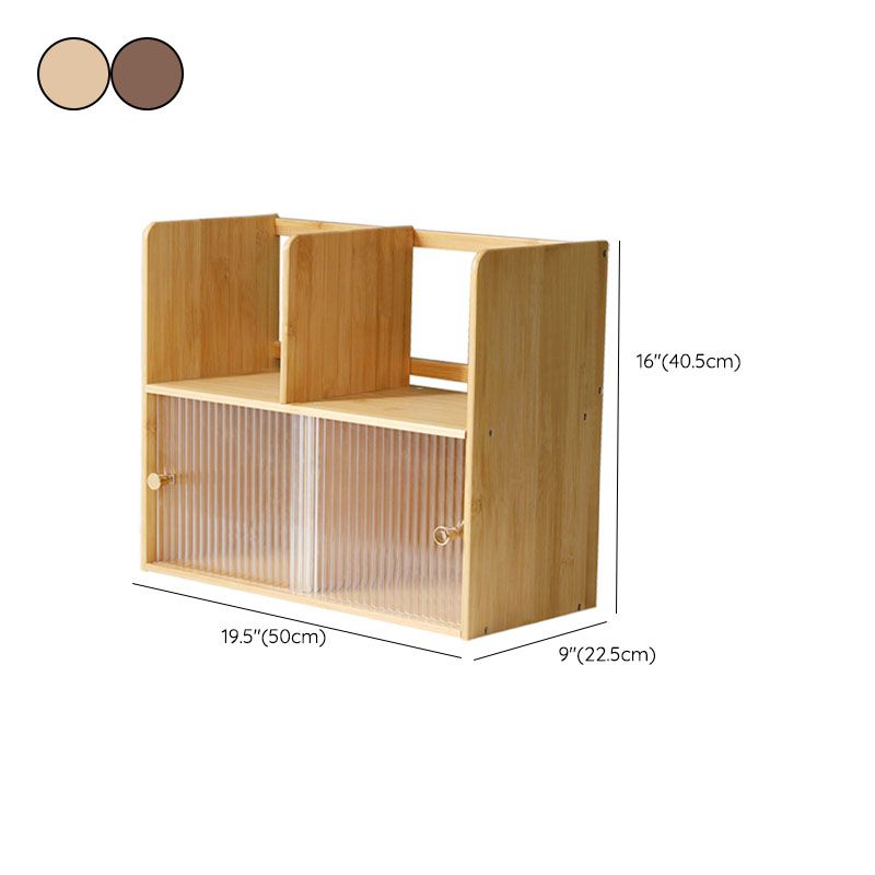Contemporary Closed Back Bamboo Bookshelf Glass Bookcase for Home and Office
