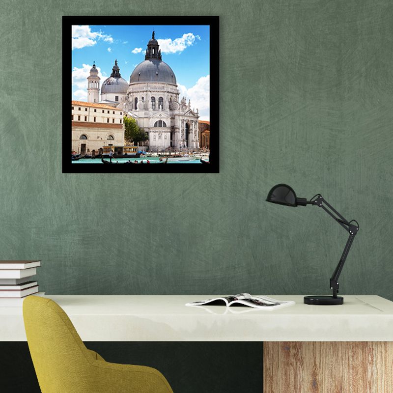 Light Color Architecture Art Print Landmark Global Inspired Textured Canvas for Sitting Room