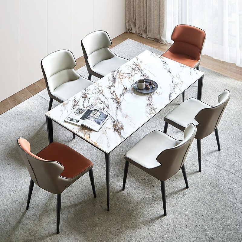 Industrial Wingback Parsons Chair for Home Faux Leather Side Chair