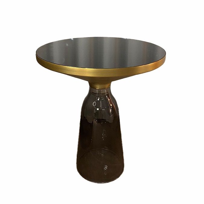 21.26" Tall Mid-century Style Side End Table Glass Pedestal Round Sofa Side Accent Table