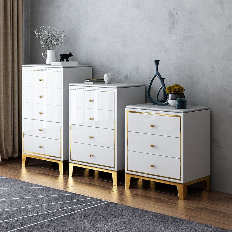 Bedroom Glam Wooden Storage Chest Vertical Chest with Drawers