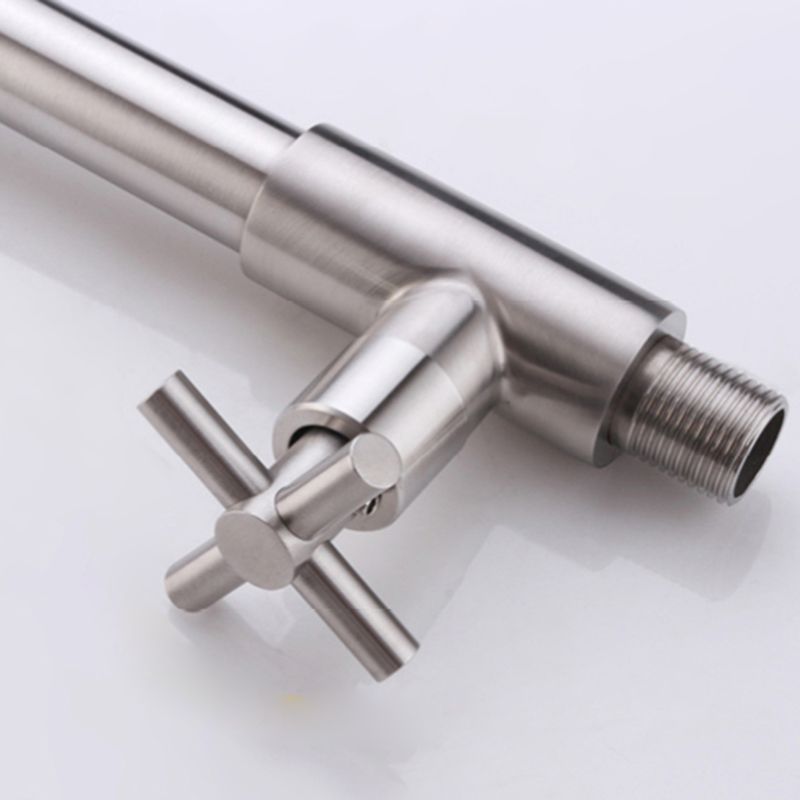 Contemporary Wall Mounted Bathroom Faucet Cross Handles Stainless Steel Faucet