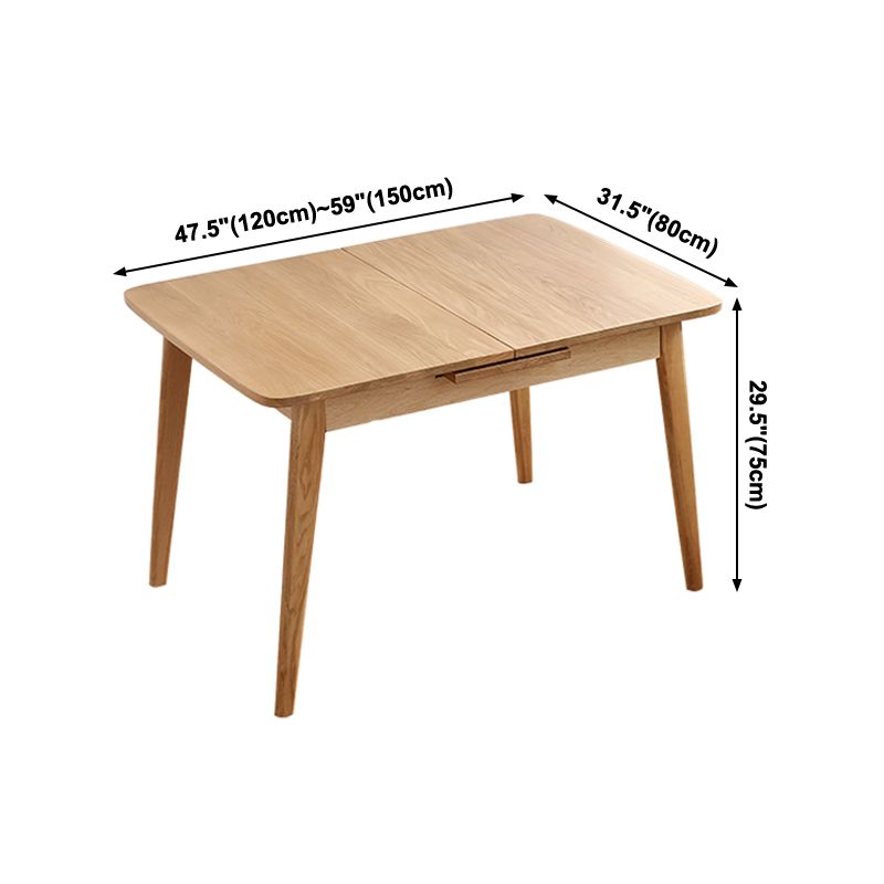 Extendable Rectangle Dining Table for Restaurant Modern Oak Wood Table with 4 Legs