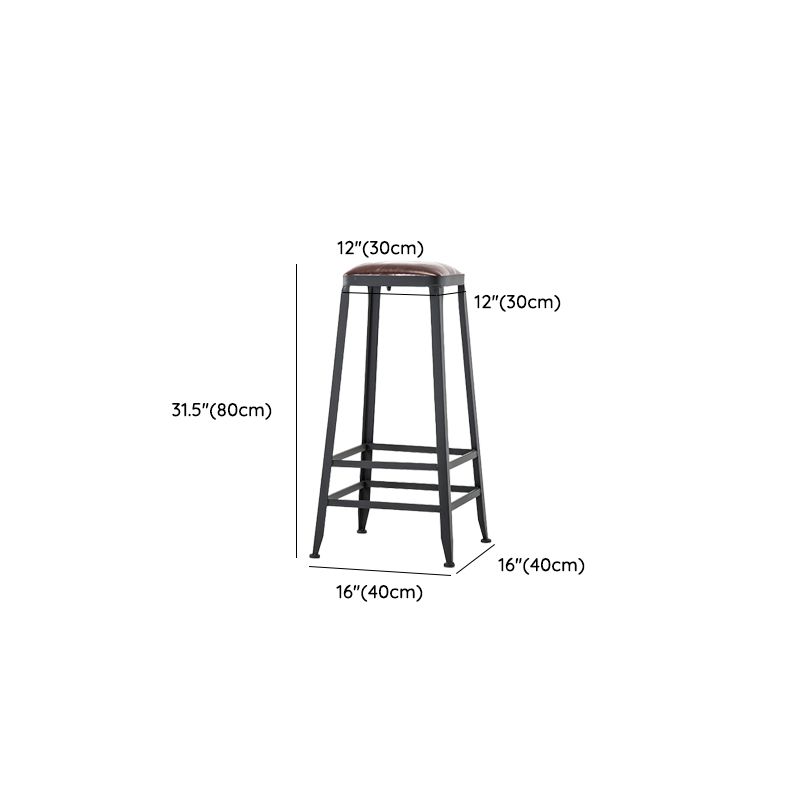 Faux Leather Dining Stools Upholstered Bar Stools with Footrest