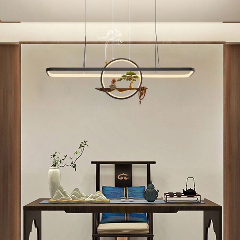 Aluminum Hanging Lights Rectangular Island Lighting Fixture for Dining Room