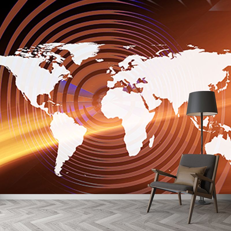 Environment Friendly Mural Wallpaper World Map Illustration Bedroom Wall Mural