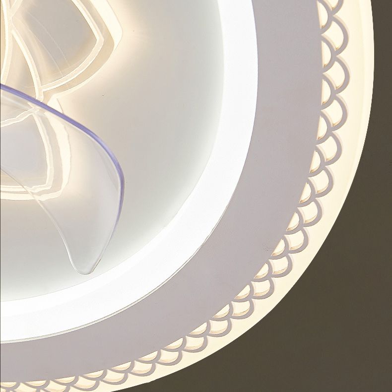 Weiße und goldene runde Lüfterlampe Einfachheit LED ACRYLIC SEMI BUSH Deckenleuchte mit Fernbedienung