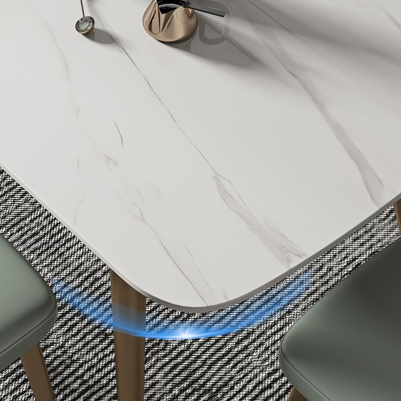 Contemporary Table Dining Set with Sintered Stone Table and Upholstered Chairs