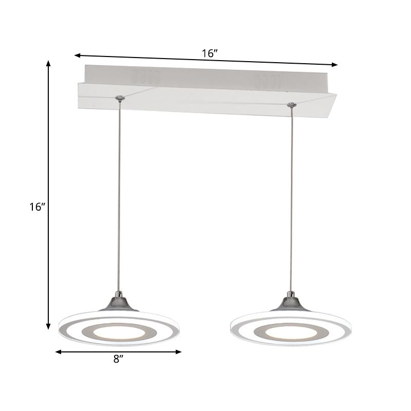 Kreis Speisesaal Island Decke Anhänger Acryl 2/3-Kopf-LED-LED-MINALISTE LAMPING LAMPS KIT IN WARM/Weiße Licht