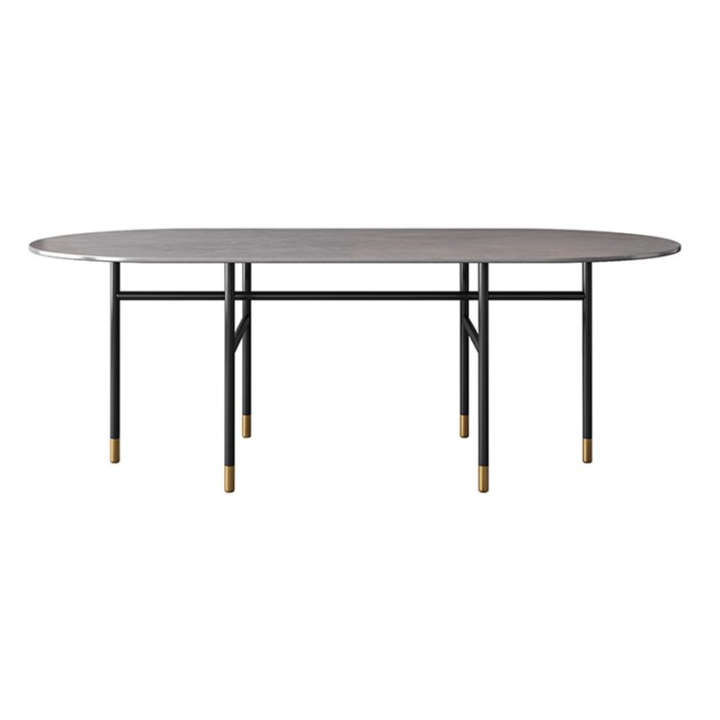 Contemporary Oval Dining Table Stone Dining Table with Iron Base