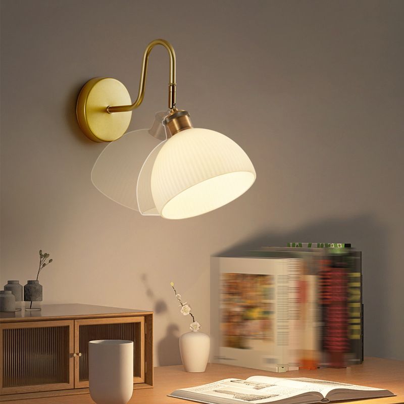 Dome Shape Glass Vanity Lamp Modern Style 1 Light Vanity Light Fixture in Gold