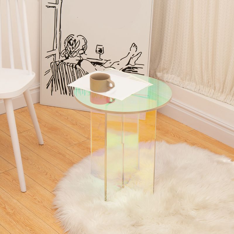 Multi-Color Accent Side Table Round Shape Plastic Table for Bedroom
