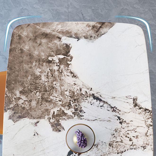 Gold Base Pedestal Dining Table Traditional Luxury Rectangle Stone Dinner Table