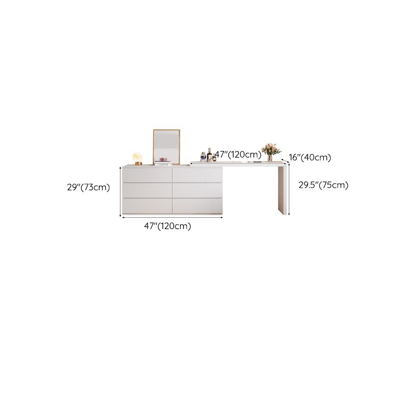 Modern With Drawer Bright White Wooden Lighted Mirror Bedroom