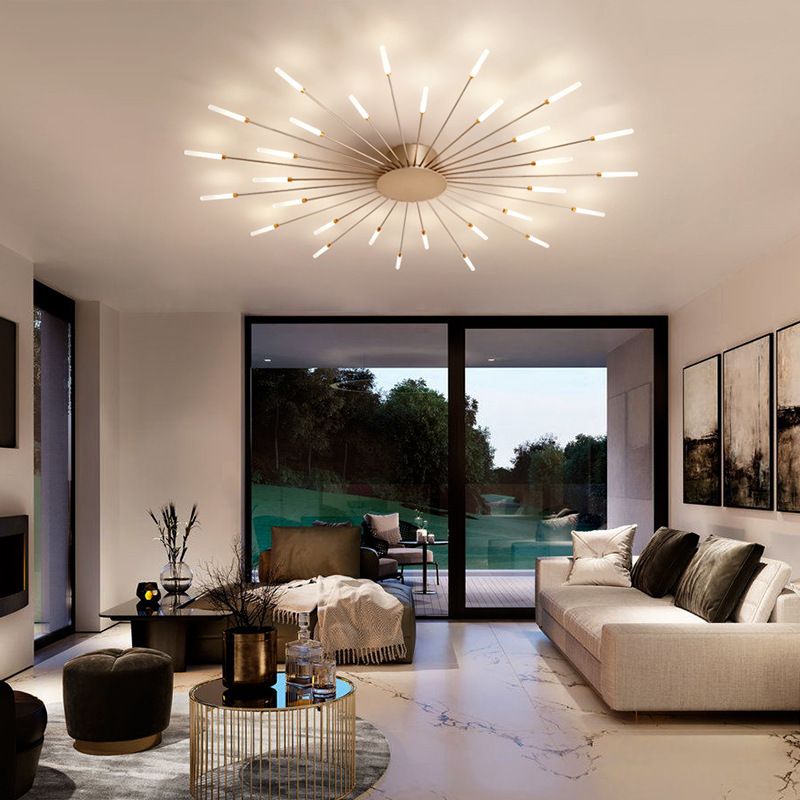 Soporte empotrado moderno lineal de acrílico de Sputnik de las luces de techo rasantes de la sala de estar LED