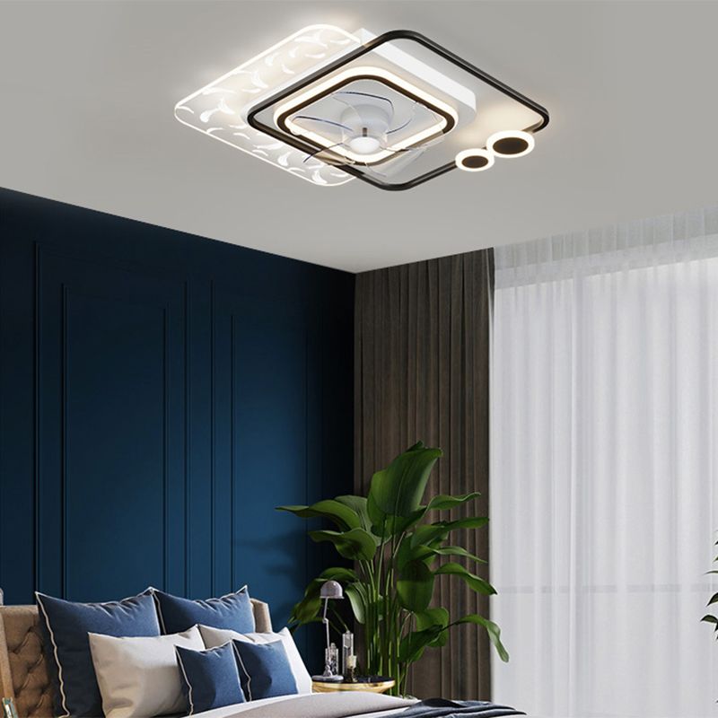 Minimalistische Feder Deckenlüfter Leuchte Acryl Wohnzimmer LED SEMI -MOG -Leuchte