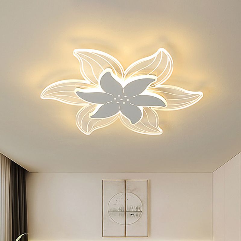 Ultrathin 2-Tier Petal Acrylic Flushmount Minimalist White LED Ceiling Flush Mount Light for Bedroom