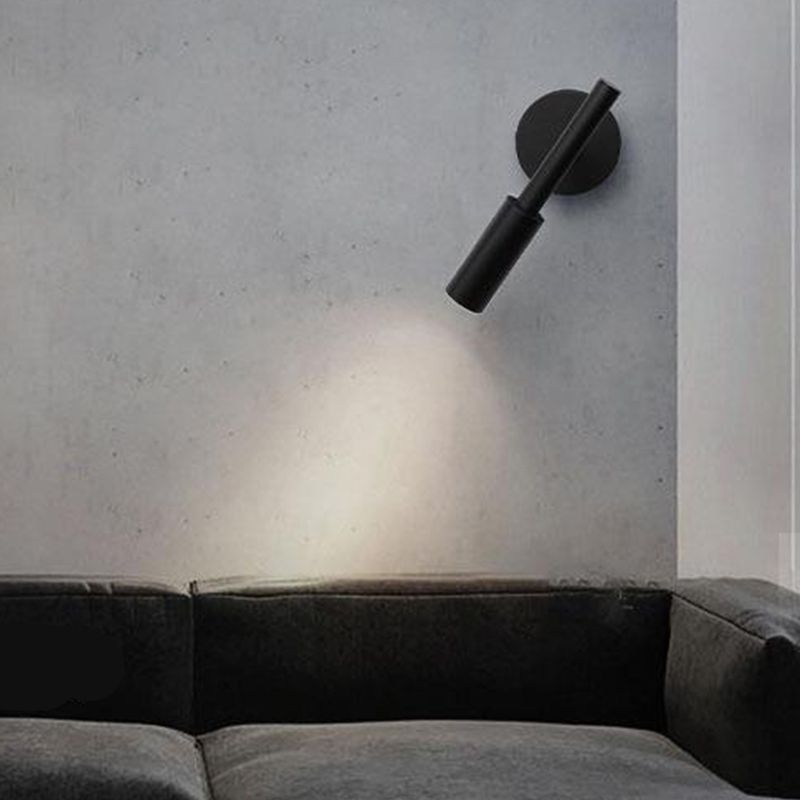 Single Modernism Style White/Black Wall Mounted Sconce Metallic Wall Light for Bedroom