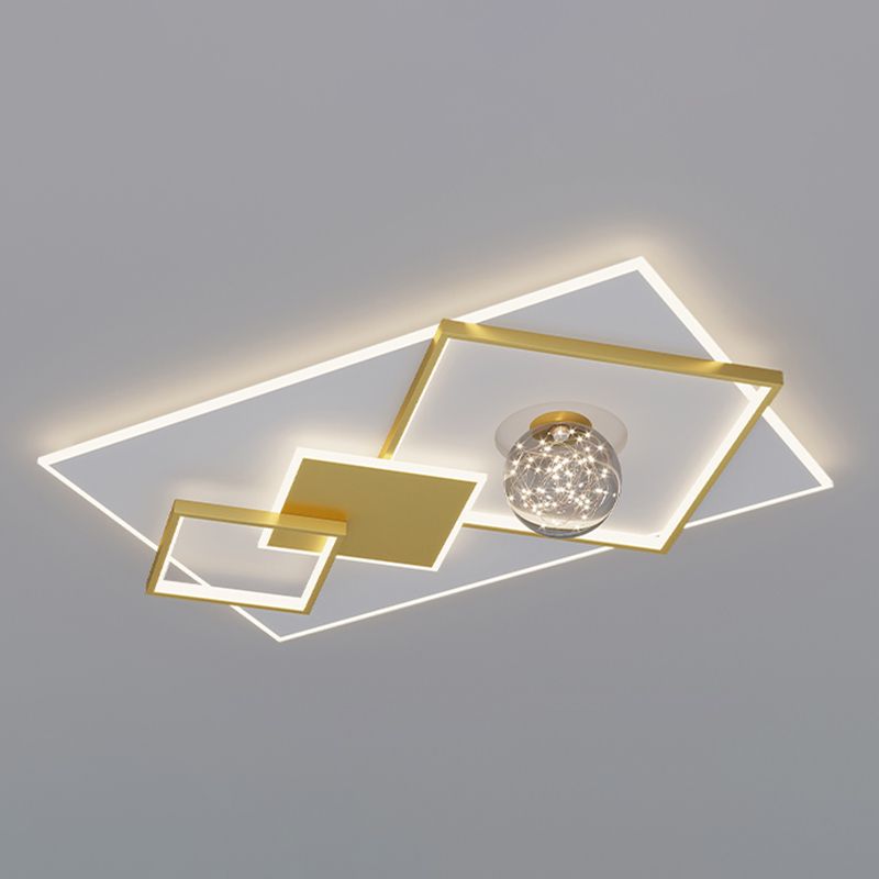 Modern Luxury Style Geometric Flush Mount Ceiling Chandelier Metal Flush Mount Light Fixtures for Living Room