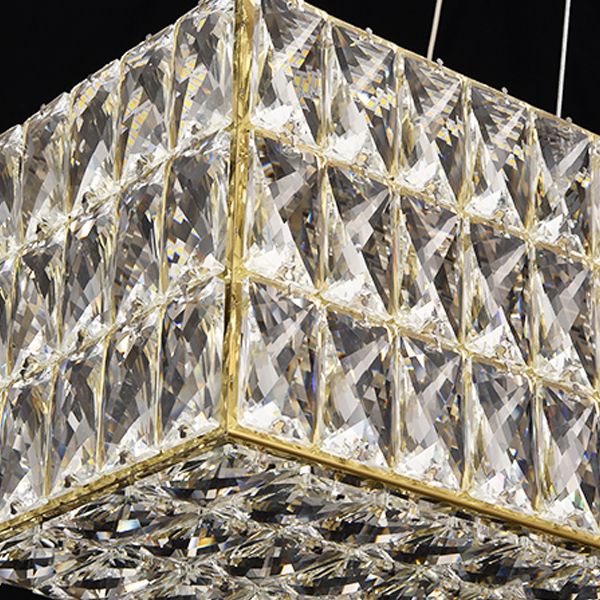 Rechthoek eiland verlichtingsarmatuur moderne hangende kroonluchter met kristalschaduw