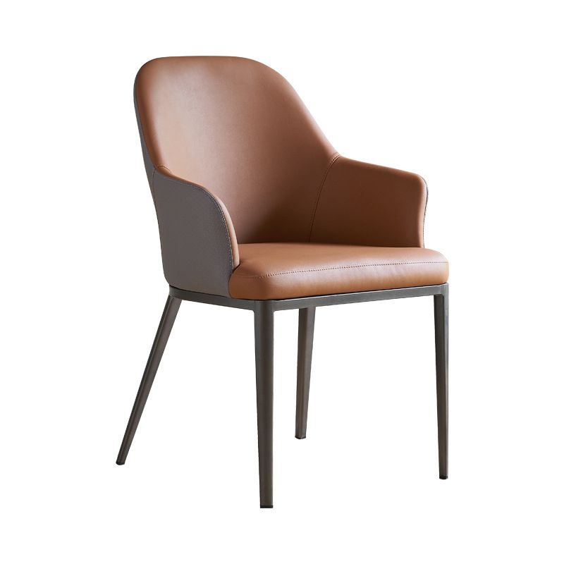 Contemporary Upholstered Arm Chair Home Faux Leather Dining Chair