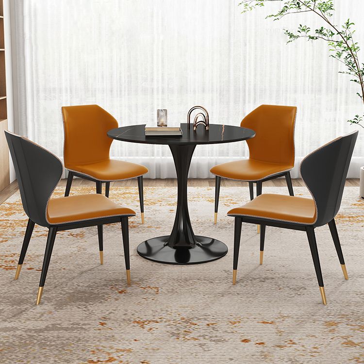 Traditional Luxury Style Dining Table Round Sintered Stone Table for Dining Room