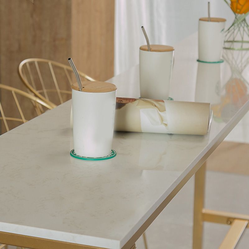 Glam Bar-height Table with Faux Marble Top Table for Patio Use