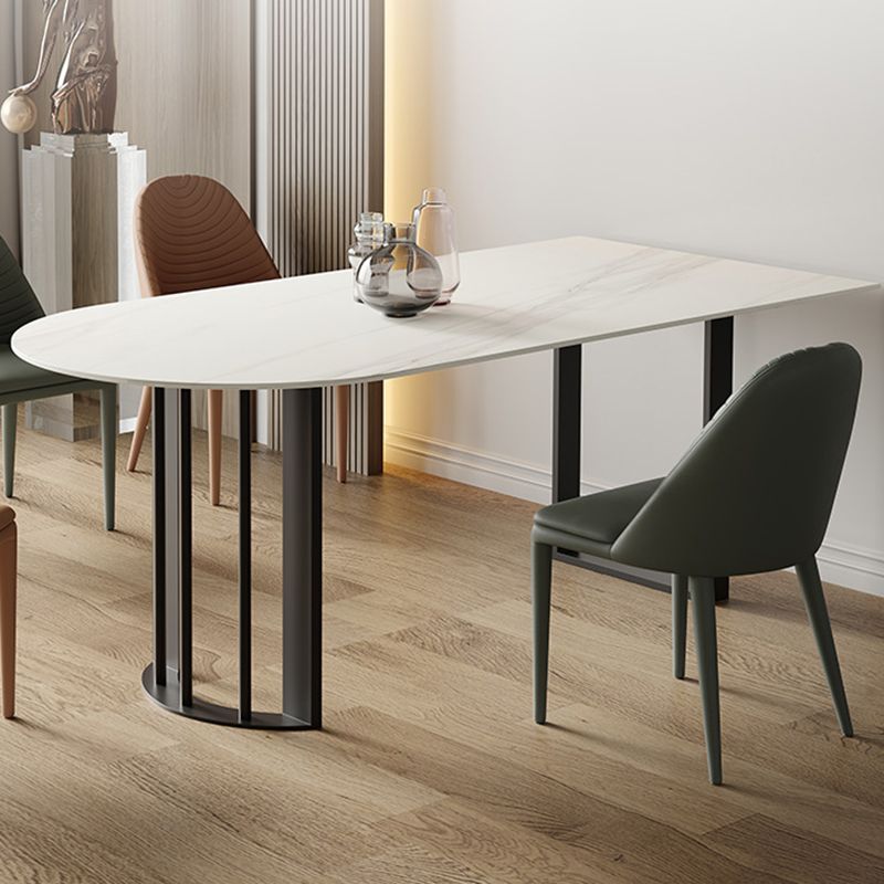 Onregelmatige eettafel van gesinterd steen Moderne eilandtafel met wit/zwart dubbel voetstuk