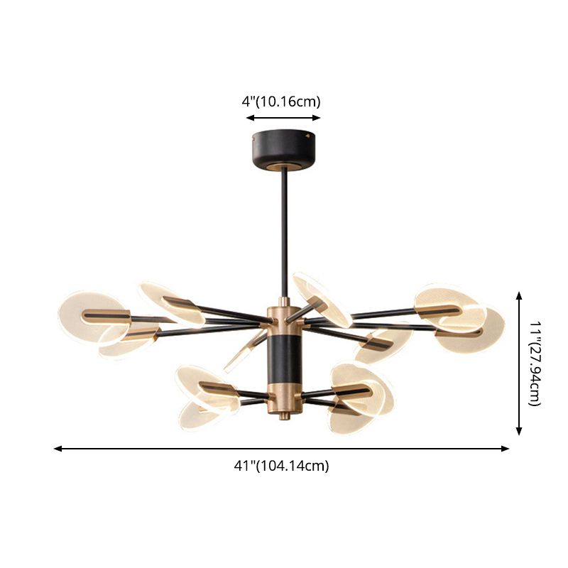Black and Gold Sputnik Chandelier Postmodern LED Acrylic Suspension Light for Living Room