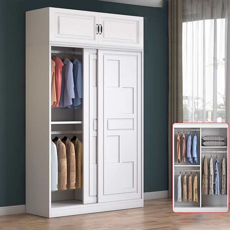 Modern Freestanding Wardrobe Armoire, 2-door Manufatured Armoire with Shelves in White