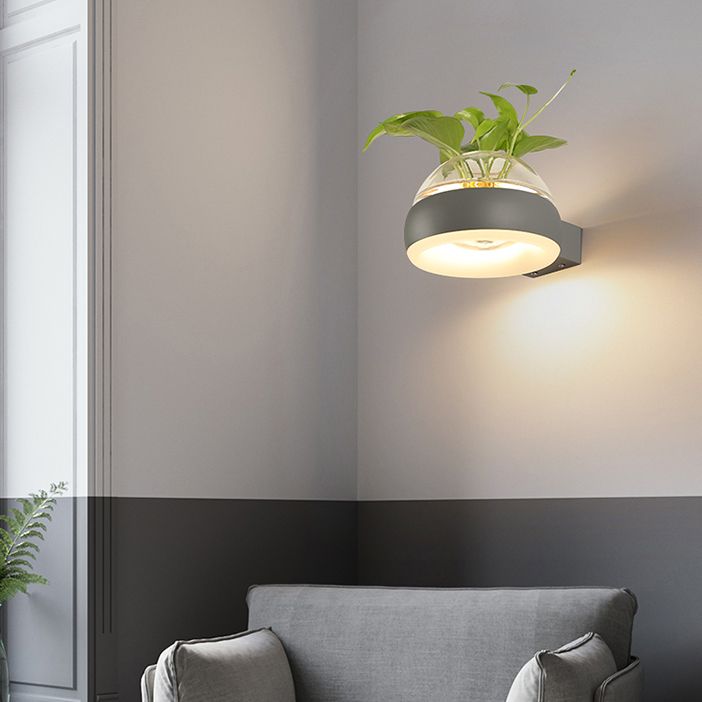 Modern Creative Plant Wall Sconce Light Glass Pot with Acrylic LED Wall Mount Lamp