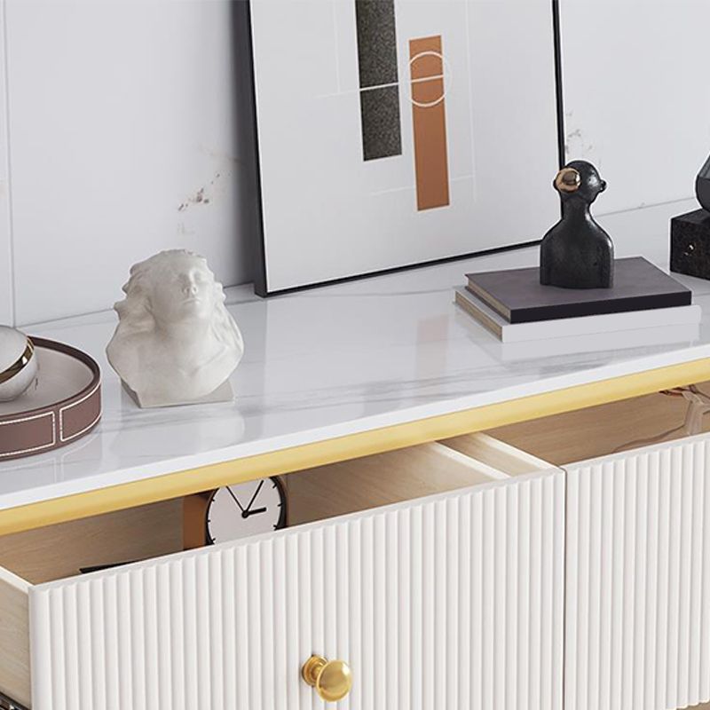 Glam Stone Bedroom Chest White 15" Wide Storage Chest with Drawers