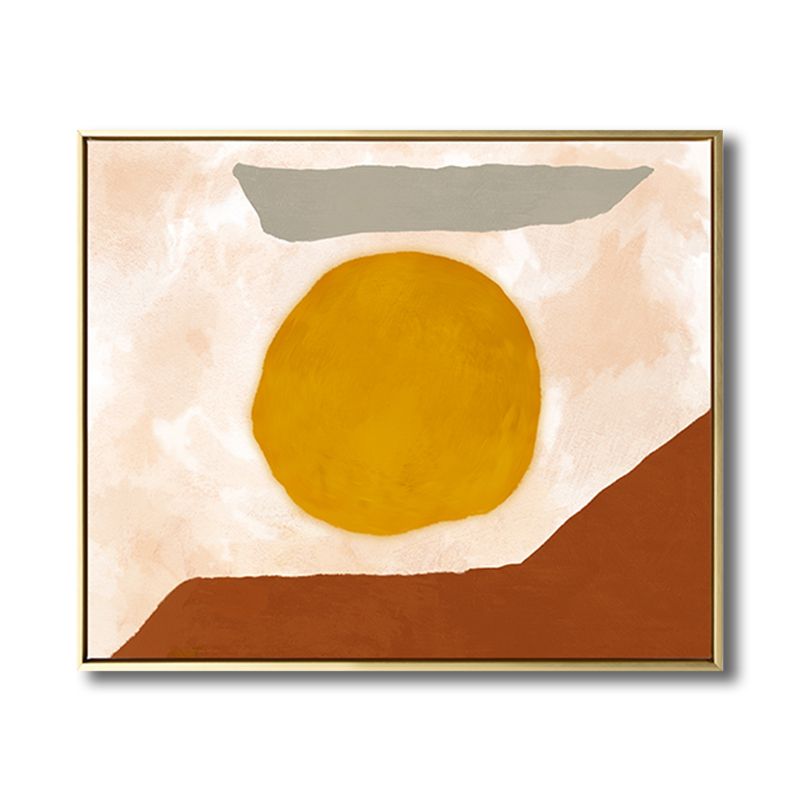 Traditional Abstract Painting Art Print Canvas Textured Yellow Wall Decor for Home